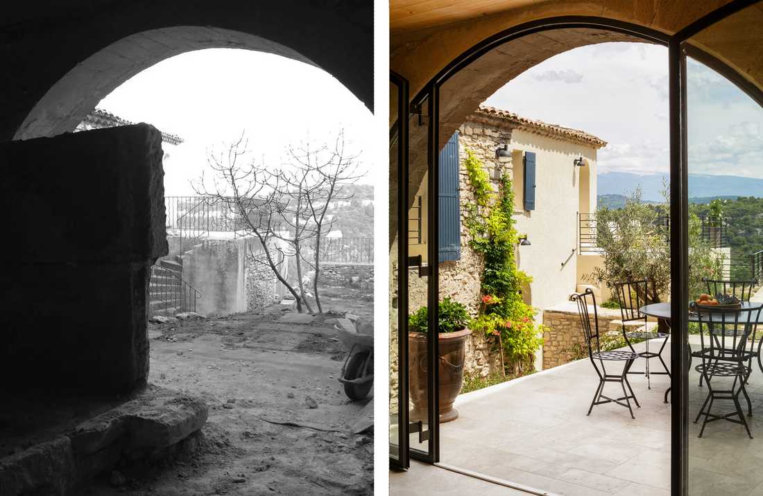 Rénovation d'une maison provençale ancienne avec des arches en pierre