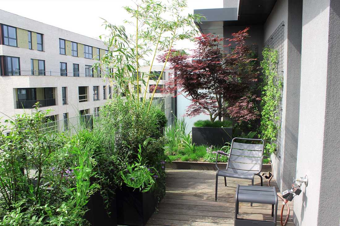 Landscaping of a penthouse terrace in Quimper