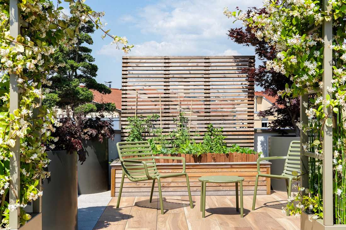 Fauteuils Doga Relax dans une création de terrasse contemporaine