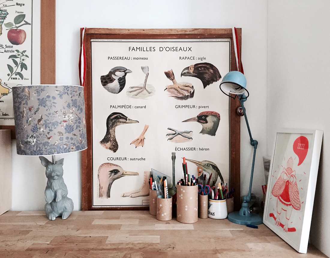 Bureau décoré dans un style cabinet de curiosités